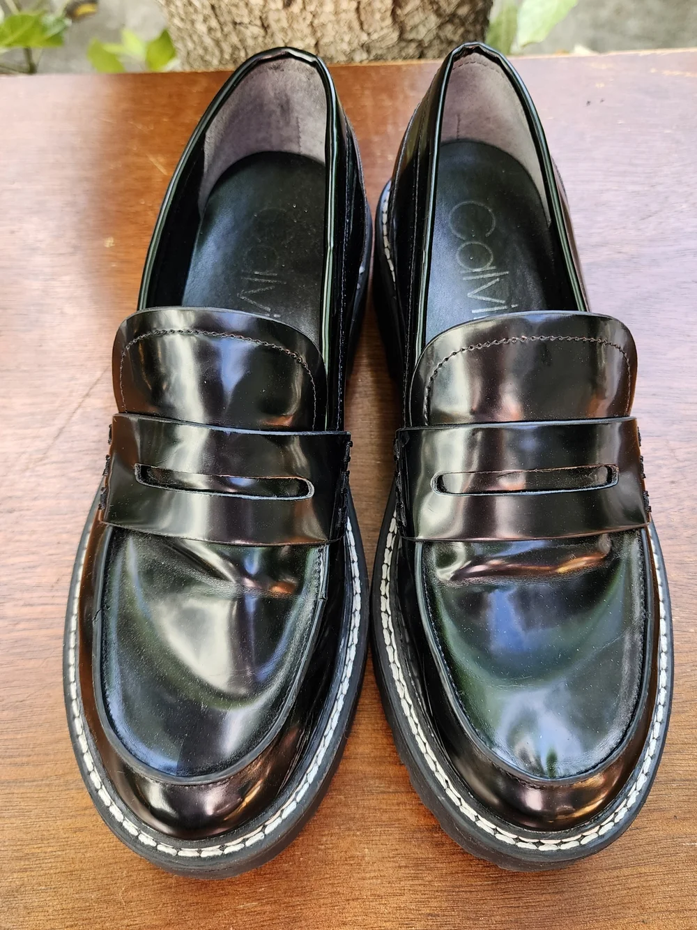 Calvin Klein Black Suzie Lug Sole Penny Loafers [9]